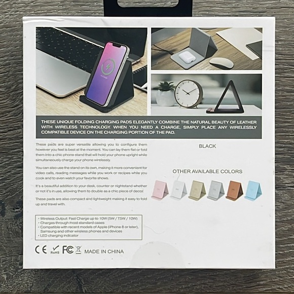 Folding Leather Wireless 🛜 Fast Charging Folding Pad and Stand-Black - Picture 3 of 5
